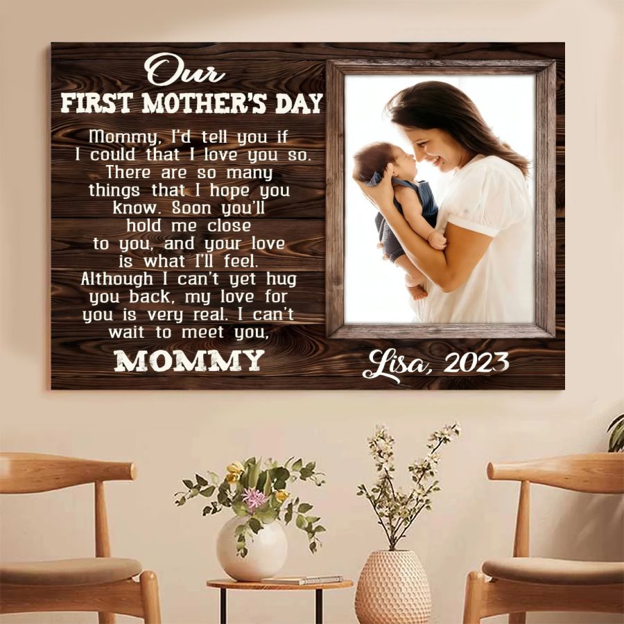 Personalized First Mother's Day Canvas – Custom Photo Gift for New Mom