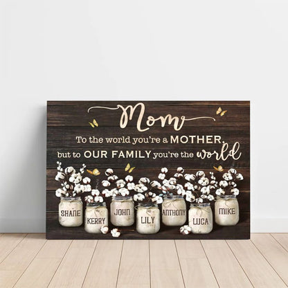 Personalized Mom Cotton Jar Canvas – Custom Kids Names Mother's Day Gift