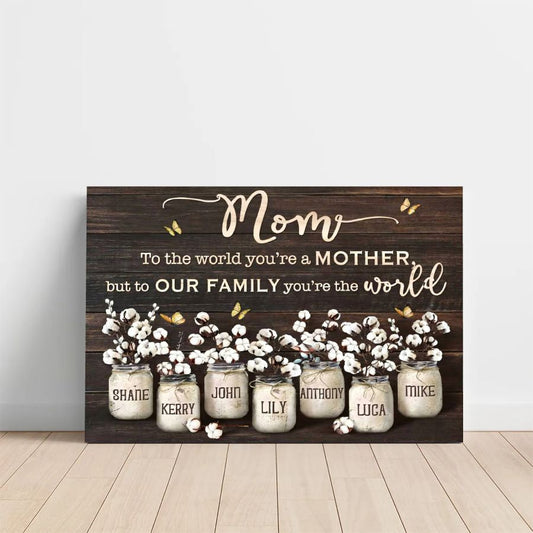 Personalized Mom Cotton Jar Canvas – Custom Kids Names Mother's Day Gift