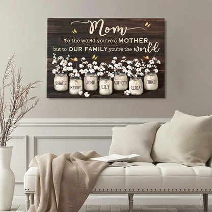 Personalized Mom Cotton Jar Canvas – Custom Kids Names Mother's Day Gift