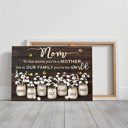Personalized Mom Cotton Jar Canvas – Custom Kids Names Mother's Day Gift