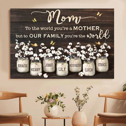 Personalized Mom Cotton Jar Canvas – Custom Kids Names Mother's Day Gift