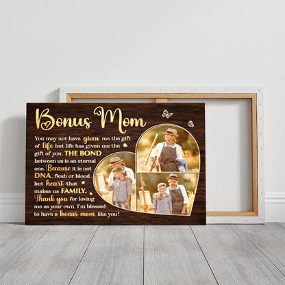 Bonus Mom Personalized Canvas – Custom Photo Collage Gift for Stepmom, Mother's Day Gift from Son or Daughter