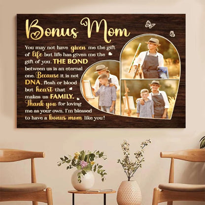 Bonus Mom Personalized Canvas – Custom Photo Collage Gift for Stepmom, Mother's Day Gift from Son or Daughter