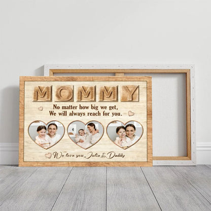 Mommy Personalized Photo Canvas – Custom Heart Collage Mother's Day Gift from Kids