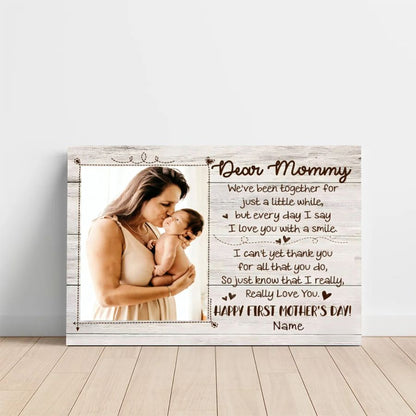 First Mother's Day Personalized Canvas – Custom Photo Gift for New Mom from Baby