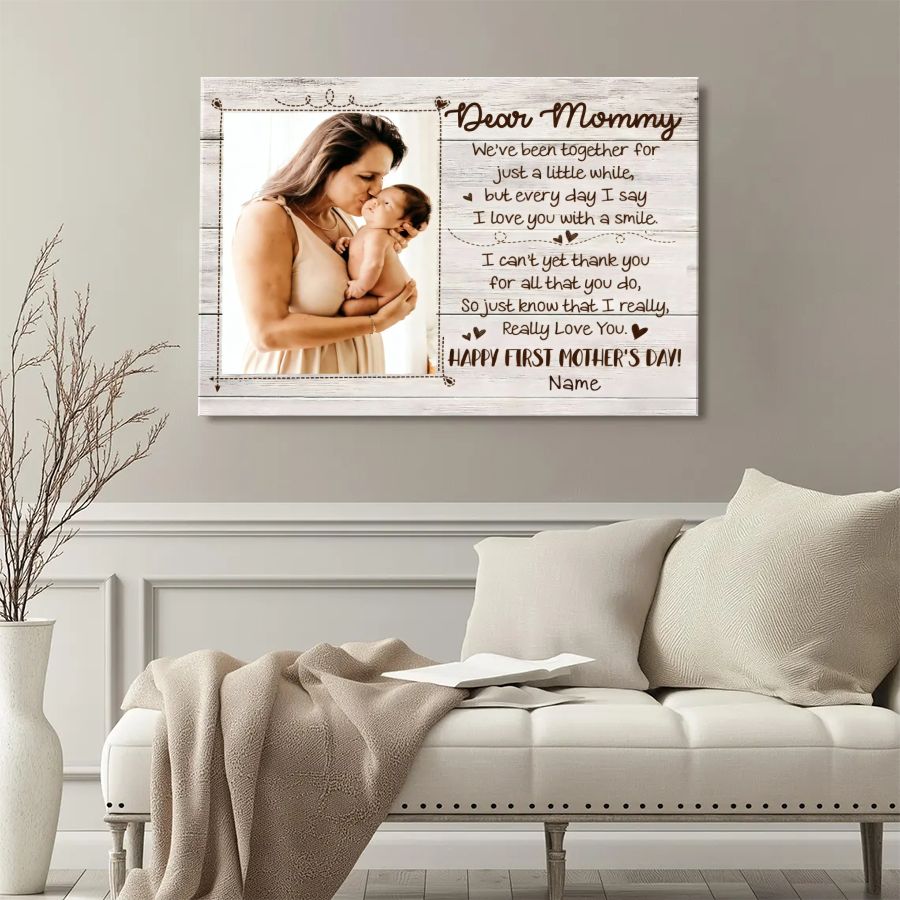 First Mother's Day Personalized Canvas – Custom Photo Gift for New Mom from Baby