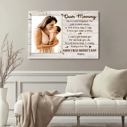 First Mother's Day Personalized Canvas – Custom Photo Gift for New Mom from Baby