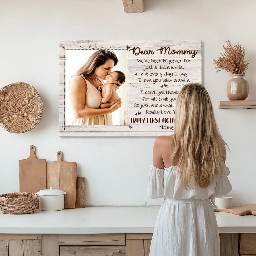 First Mother's Day Personalized Canvas – Custom Photo Gift for New Mom from Baby