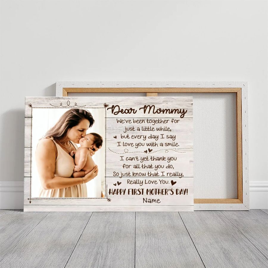 First Mother's Day Personalized Canvas – Custom Photo Gift for New Mom from Baby