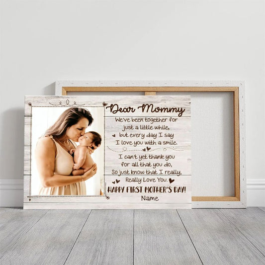 First Mother's Day Personalized Canvas – Custom Photo Gift for New Mom from Baby