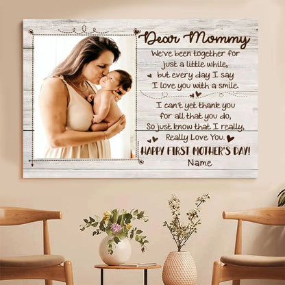 First Mother's Day Personalized Canvas – Custom Photo Gift for New Mom from Baby