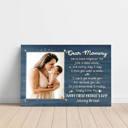 First Mother's Day Personalized Canvas – Dear Mommy Custom Photo Gift from Baby