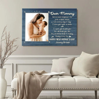 First Mother's Day Personalized Canvas – Dear Mommy Custom Photo Gift from Baby