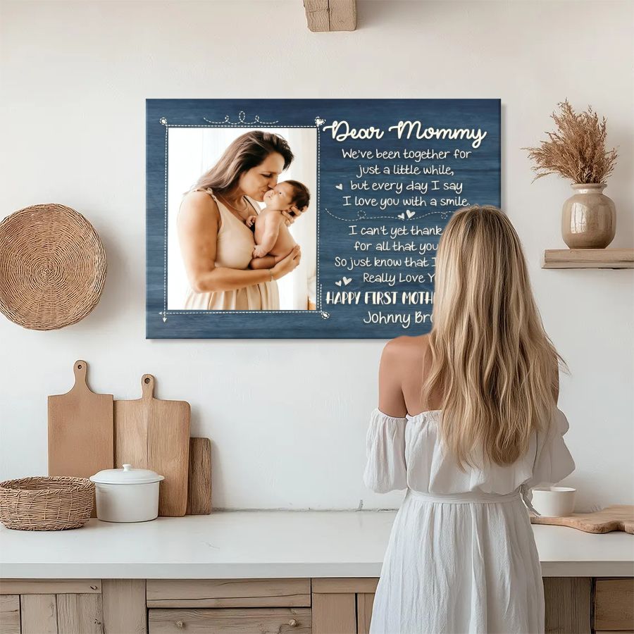 First Mother's Day Personalized Canvas – Dear Mommy Custom Photo Gift from Baby