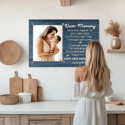 First Mother's Day Personalized Canvas – Dear Mommy Custom Photo Gift from Baby