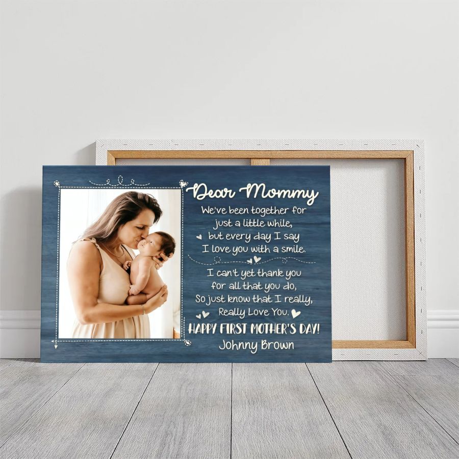 First Mother's Day Personalized Canvas – Dear Mommy Custom Photo Gift from Baby