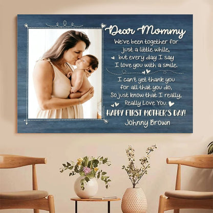 First Mother's Day Personalized Canvas – Dear Mommy Custom Photo Gift from Baby