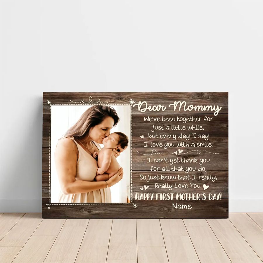 Rustic First Mother's Day Personalized Canvas – Dear Mommy Custom Photo Gift