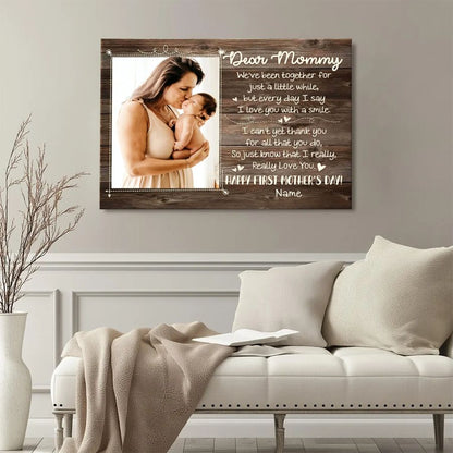 Rustic First Mother's Day Personalized Canvas – Dear Mommy Custom Photo Gift