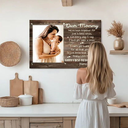 Rustic First Mother's Day Personalized Canvas – Dear Mommy Custom Photo Gift