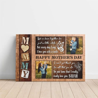 Personalized Mommy Photo Collage Canvas, Custom Mother's Day Wall Art Gift