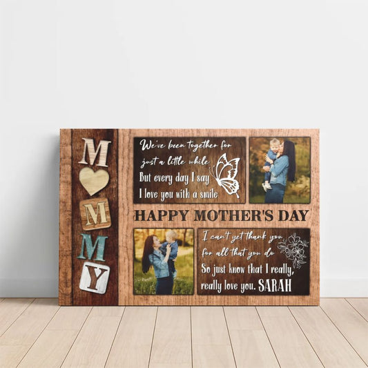 Personalized Mommy Photo Collage Canvas, Custom Mother's Day Wall Art Gift