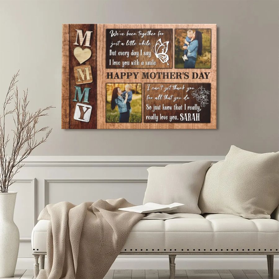 Personalized Mommy Photo Collage Canvas, Custom Mother's Day Wall Art Gift