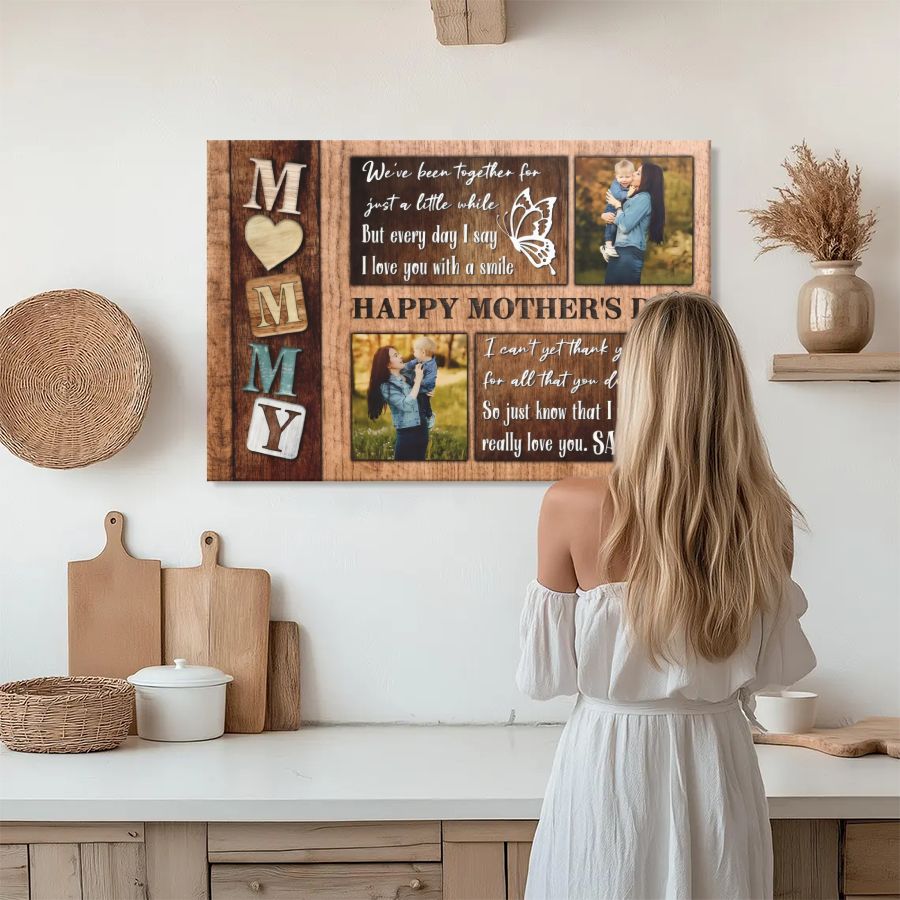 Personalized Mommy Photo Collage Canvas, Custom Mother's Day Wall Art Gift