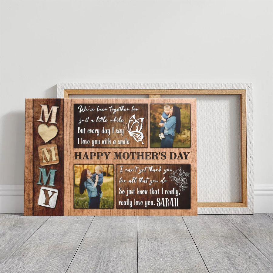 Personalized Mommy Photo Collage Canvas, Custom Mother's Day Wall Art Gift