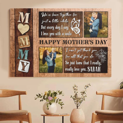 Personalized Mommy Photo Collage Canvas, Custom Mother's Day Wall Art Gift