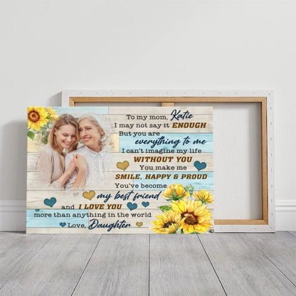 Personalized Mom Photo Canvas from Daughter, Custom Mother's Day Sunflower Gift