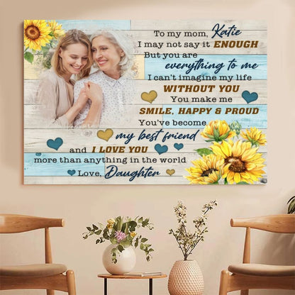 Personalized Mom Photo Canvas from Daughter, Custom Mother's Day Sunflower Gift