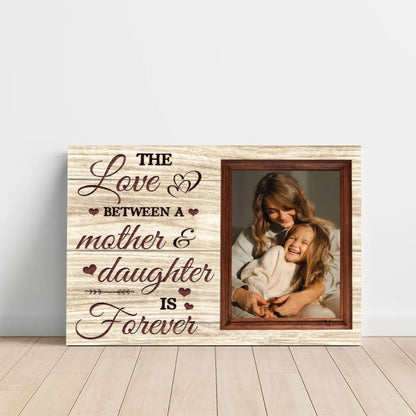 Personalized Mother and Daughter Photo Canvas 'The Love Between A Mother & Daughter Is Forever' Custom Mother's Day Wall Art