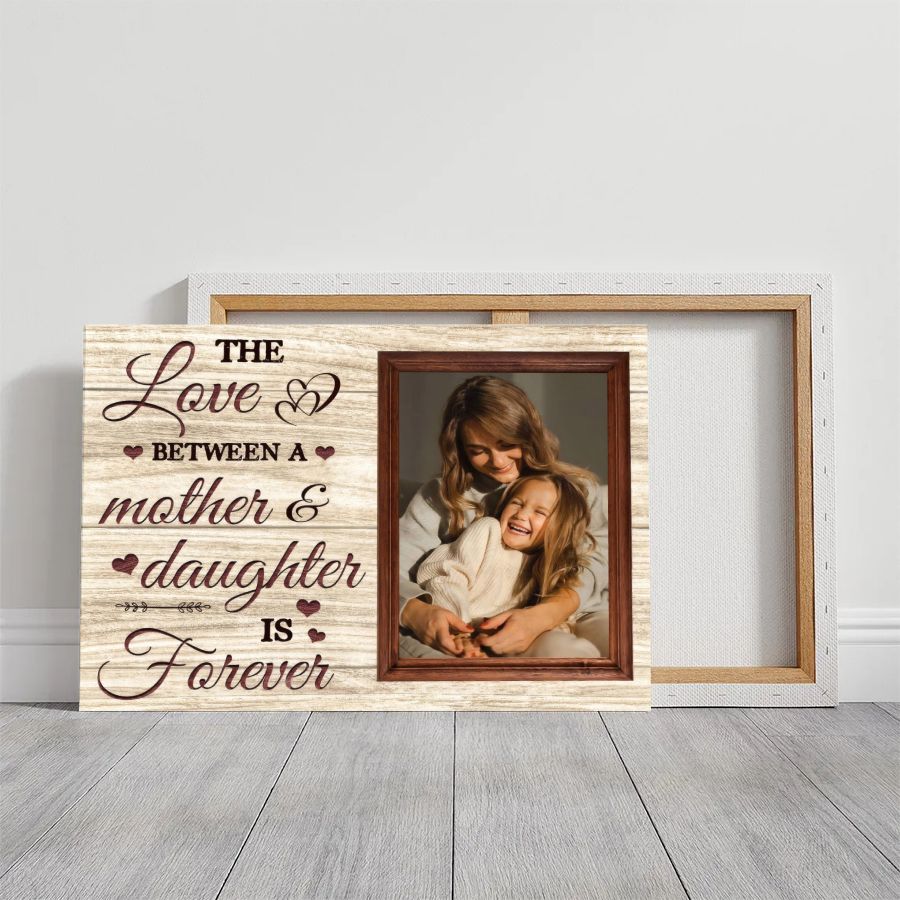 Personalized Mother and Daughter Photo Canvas 'The Love Between A Mother & Daughter Is Forever' Custom Mother's Day Wall Art