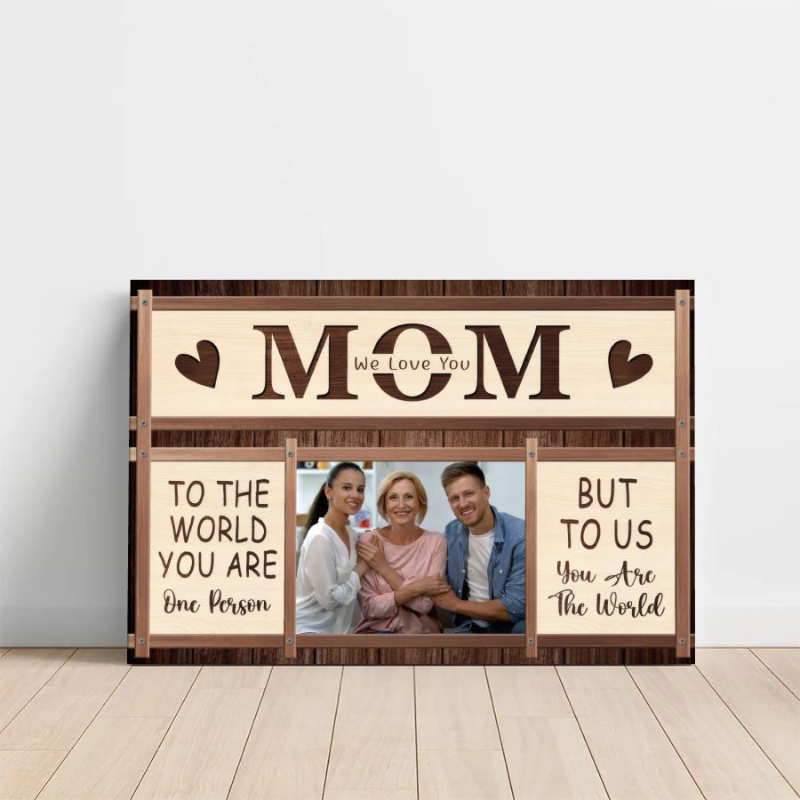 Personalized 'We Love You Mom' Photo Canvas Custom Mother's Day Family Gift
