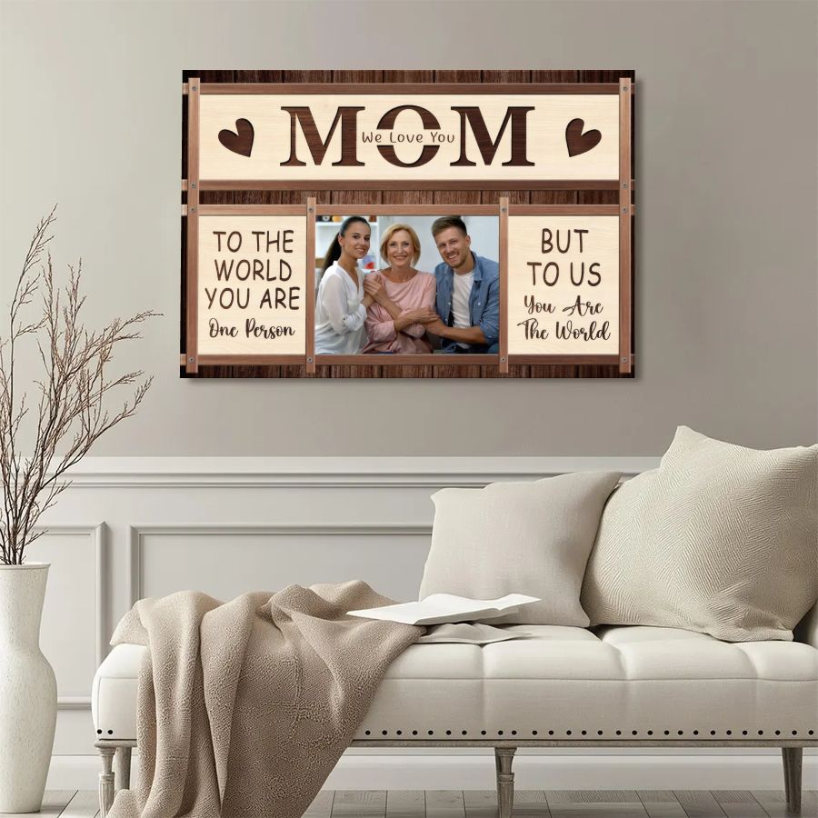 Personalized 'We Love You Mom' Photo Canvas Custom Mother's Day Family Gift