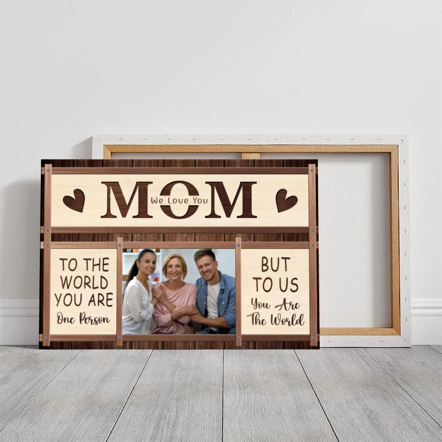 Personalized 'We Love You Mom' Photo Canvas Custom Mother's Day Family Gift