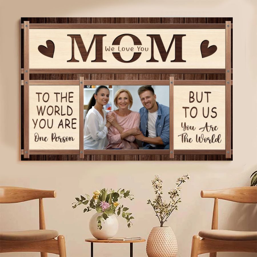 Personalized 'We Love You Mom' Photo Canvas Custom Mother's Day Family Gift