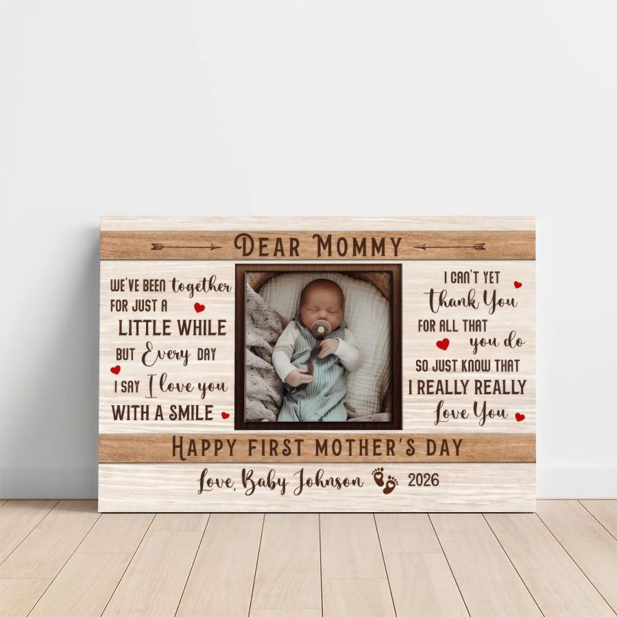 Personalized Baby Photo Canvas 'For Such A Little While' Custom Mother's Day Gift for Mom