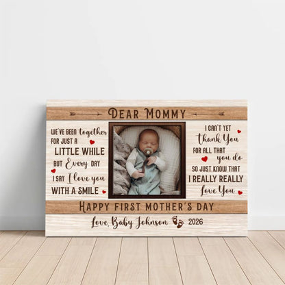 Personalized Baby Photo Canvas 'For Such A Little While' Custom Mother's Day Gift for Mom