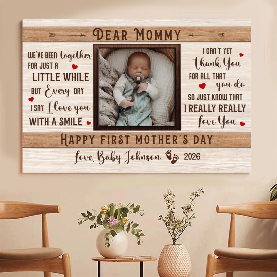 Personalized Baby Photo Canvas 'For Such A Little While' Custom Mother's Day Gift for Mom