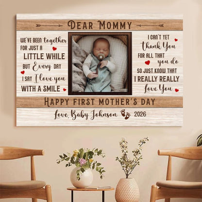 Personalized Baby Photo Canvas 'For Such A Little While' Custom Mother's Day Gift for Mom