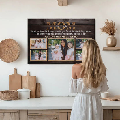 Personalized MOM Photo Collage Canvas, Custom Multi Photo Gift for Mom with Names