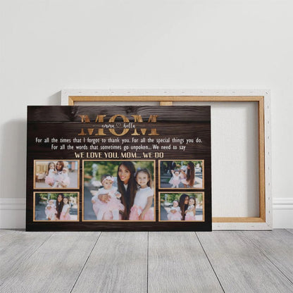 Personalized MOM Photo Collage Canvas, Custom Multi Photo Gift for Mom with Names