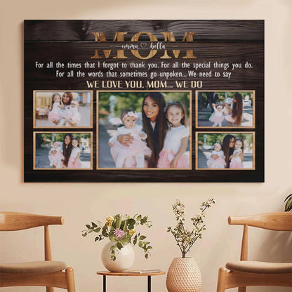 Personalized MOM Photo Collage Canvas, Custom Multi Photo Gift for Mom with Names