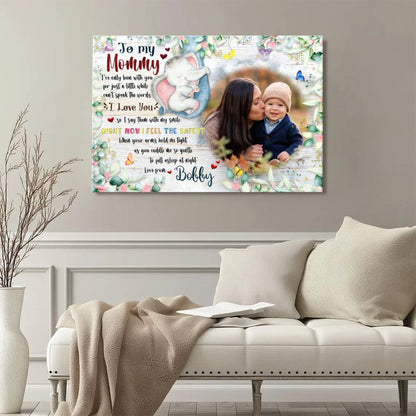 Personalized Mother Daughter Photo Canvas, Floral Custom Picture Gift for Mom