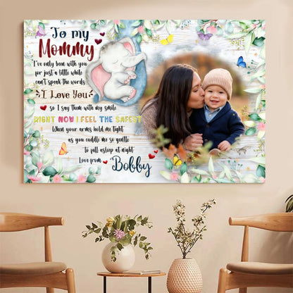 Personalized Mother Daughter Photo Canvas, Floral Custom Picture Gift for Mom