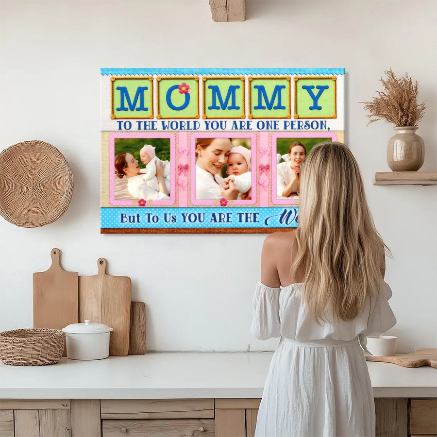 Personalized 'Mommy To Us You Are The World' Photo Collage Canvas
