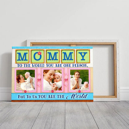 Personalized 'Mommy To Us You Are The World' Photo Collage Canvas